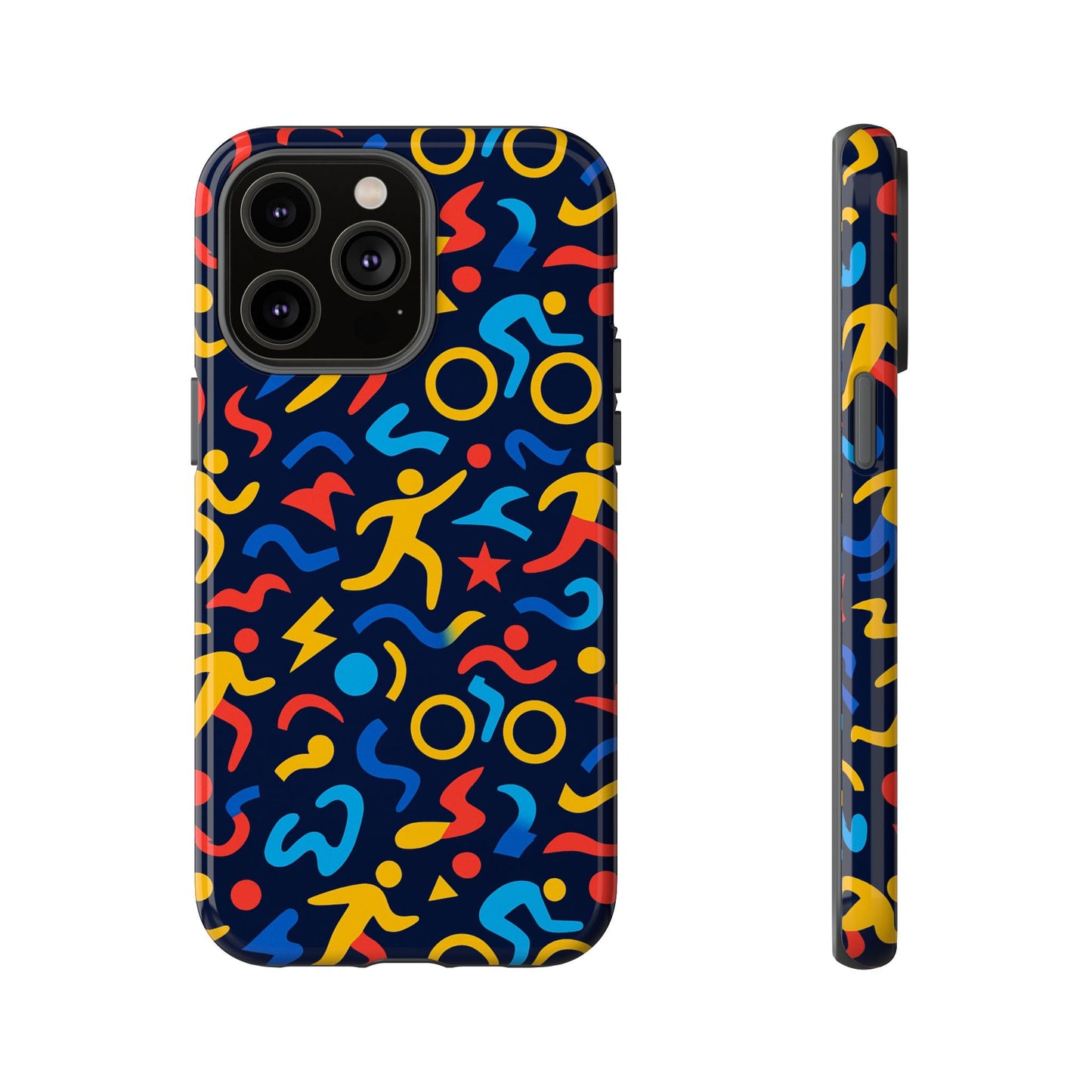 vibrant abstract 3d wrap protective phone case in multicolour design for unisex fashion accessory compatible with iphone 13, 14, 15 & 16 – all models including pro, pro max & plus