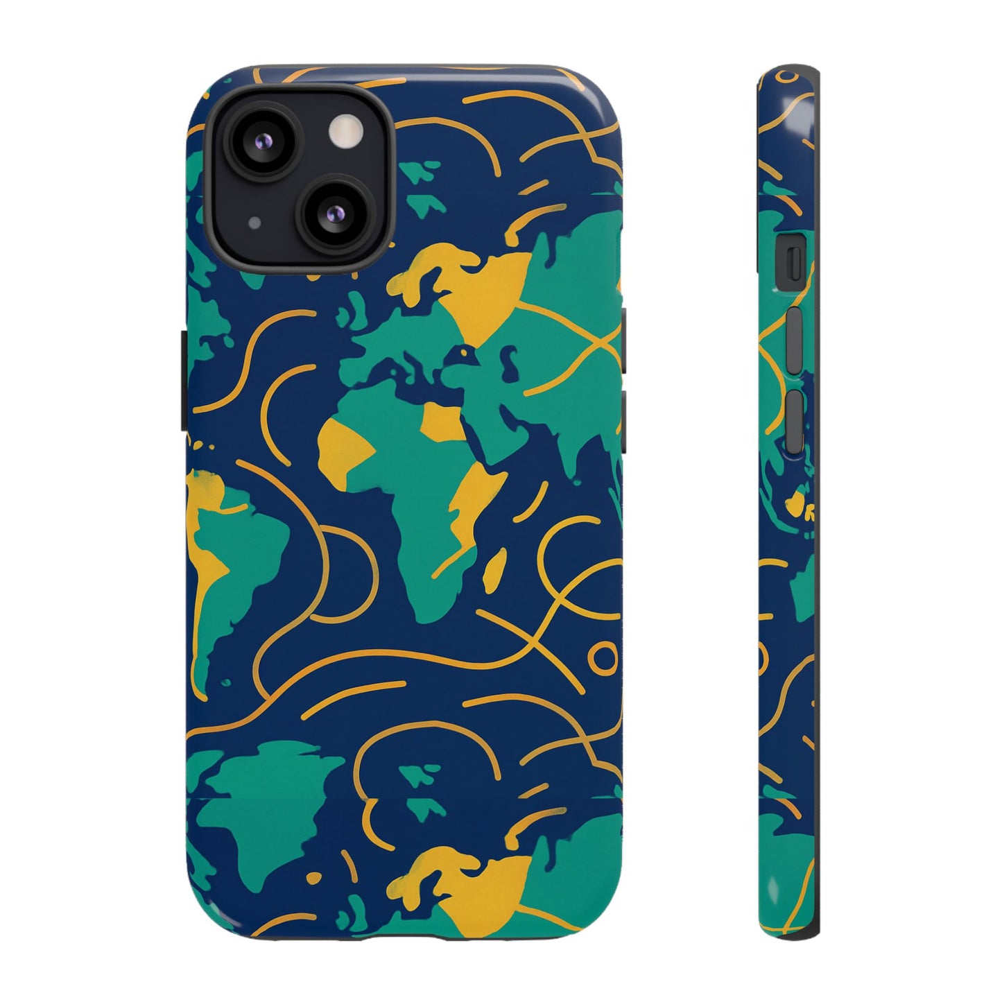 multicolour geometric map 3d wrap protective phone case for men and women, stylish shockproof accessory, compatible with iphone 13, 14, 15 & 16 – all models including pro, pro max & plus