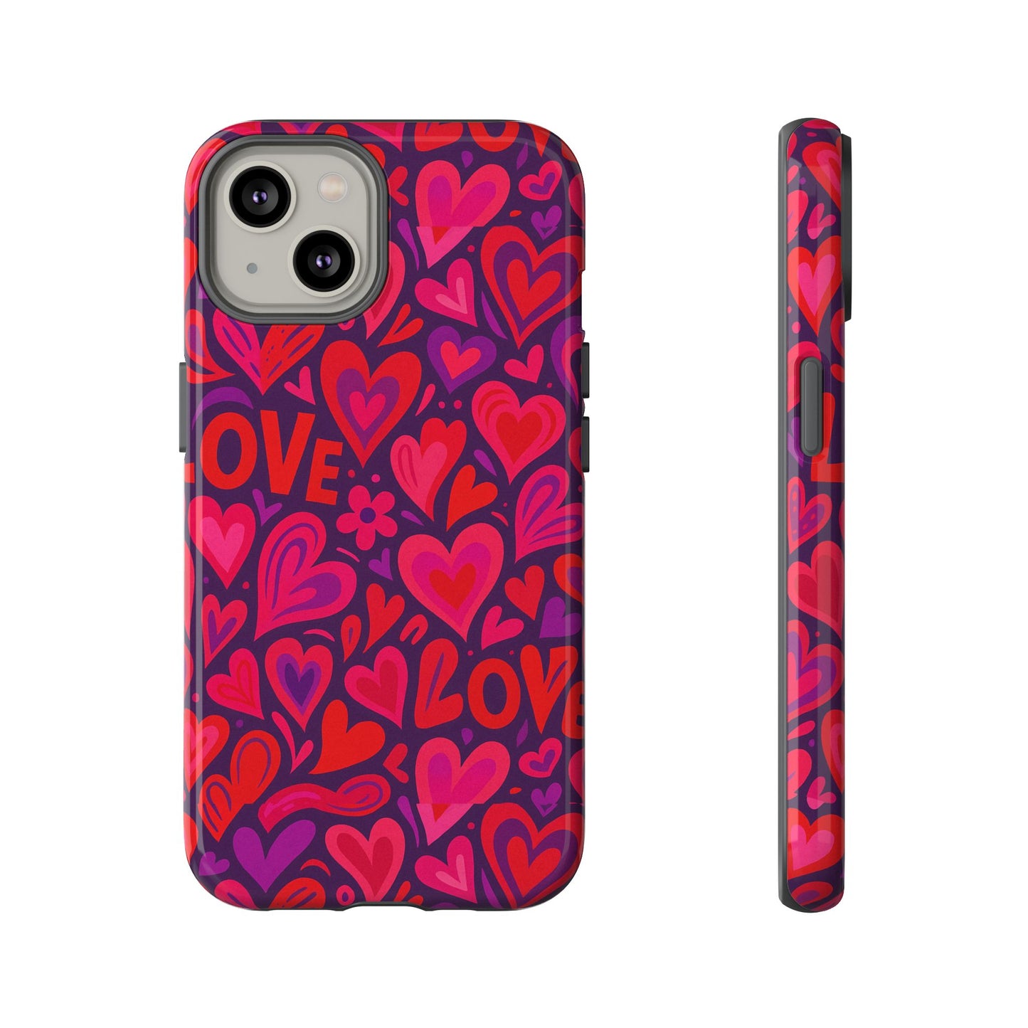 multicolour 3d heart pattern protective phone case for smartphones – vibrant design for stylish protection, compatible with iphone 13, 14, 15 & 16 – all models including pro, pro max & plus