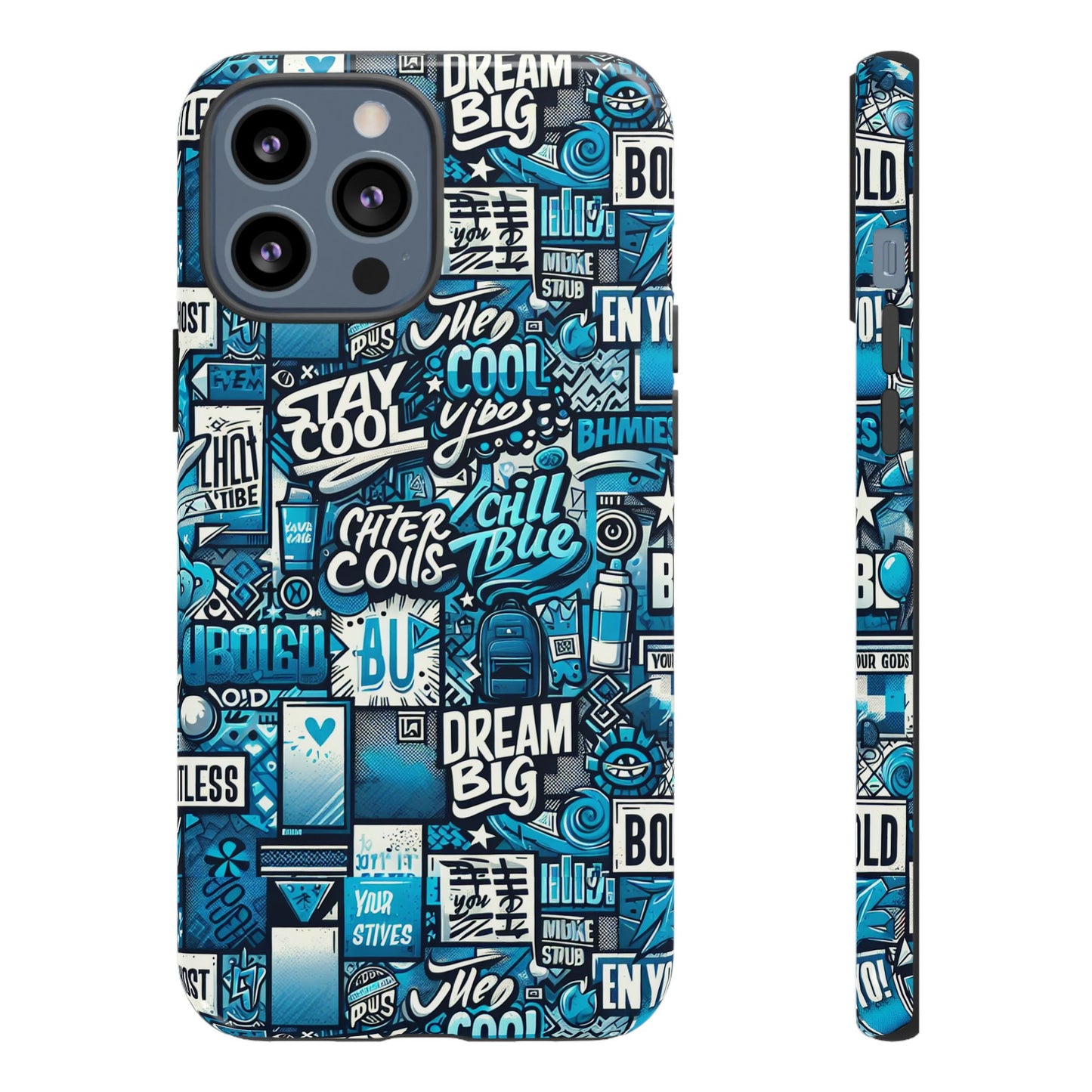 blue pattern image 15 phone case with 3d wrap design shock absorption for android and iphone devices durable uv protected protective cover