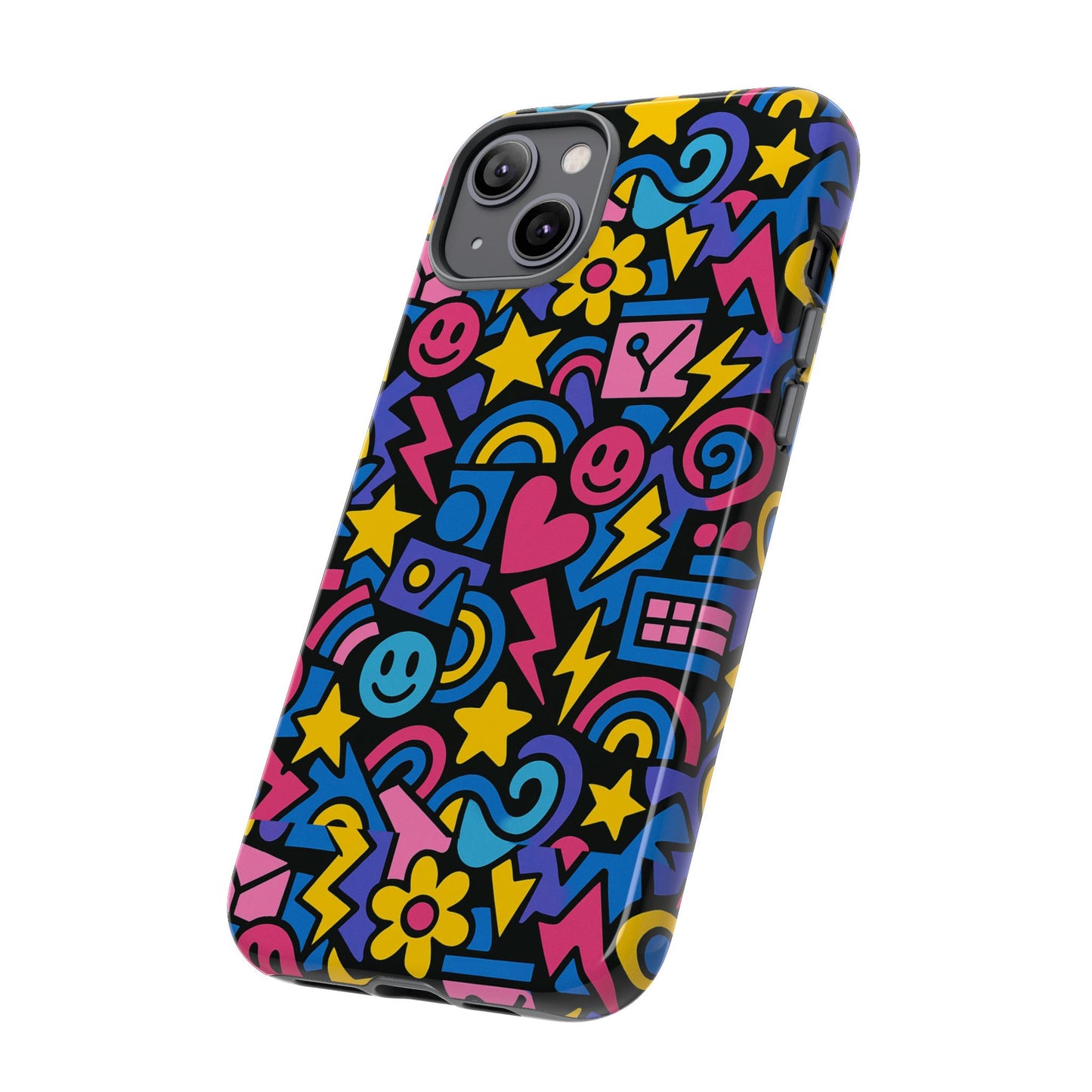 vibrant multicolour cartoon protective phone case – playful 3d design for stylish protection – compatible with iphone 13, 14, 15 & 16 – all models including pro, pro max & plus