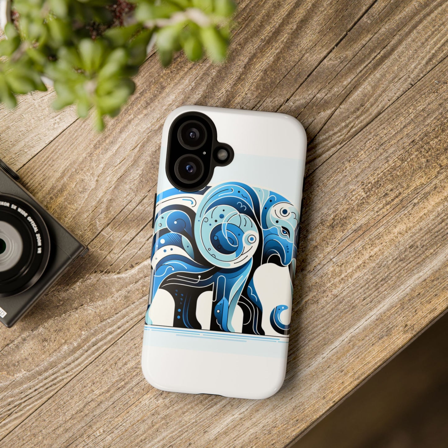 vibrant 3d blue elephant design protective phone case – unique abstract art style for stylish protection compatible with iphone 13, 14, 15 & 16 – all models including pro, pro max & plus