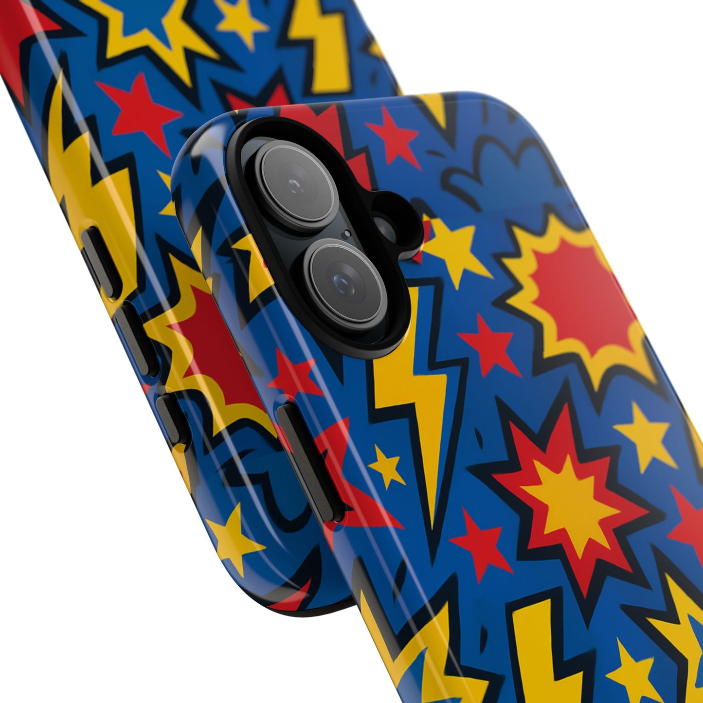 vibrant 3d superhero design protective phone case for fun retro style and unique expression compatible with iphone 13, 14, 15 & 16 – all models including pro, pro max & plus