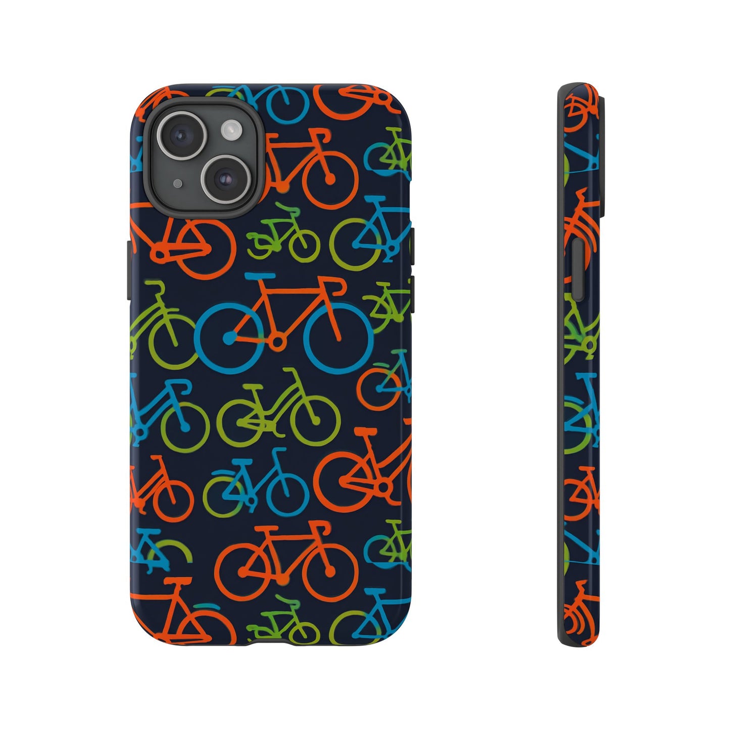 multicolour bicycle print protective phone case for smartphones – vibrant style and trendy accessory compatible with iphone 13, 14, 15 & 16 – all models including pro, pro max & plus