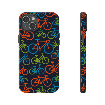 Multicolour Bicycle Print Protective Phone Case for Smartphones – Vibrant Style and Trendy Accessory Compatible with iPhone 13, 14, 15 & 16 – all models including Pro, Pro Max & Plus