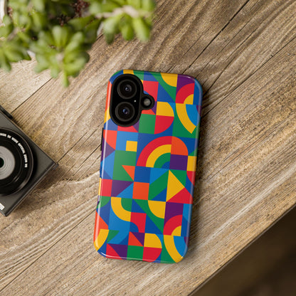 Vibrant 3D Geometric Phone Case with Bold Design Stylish Protection Accessory Compatible with iPhone 13, 14, 15 & 16 – all models including Pro, Pro Max & Plus