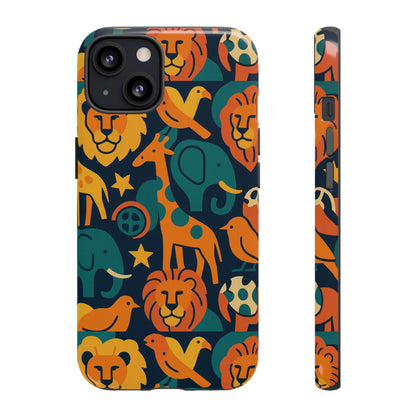 Vibrant Animal Print Protective Phone Case in Multicolour – Playful Design for Stylish Protection – Compatible with iPhone 13, 14, 15 & 16 – All Models Including Pro, Pro Max & Plus