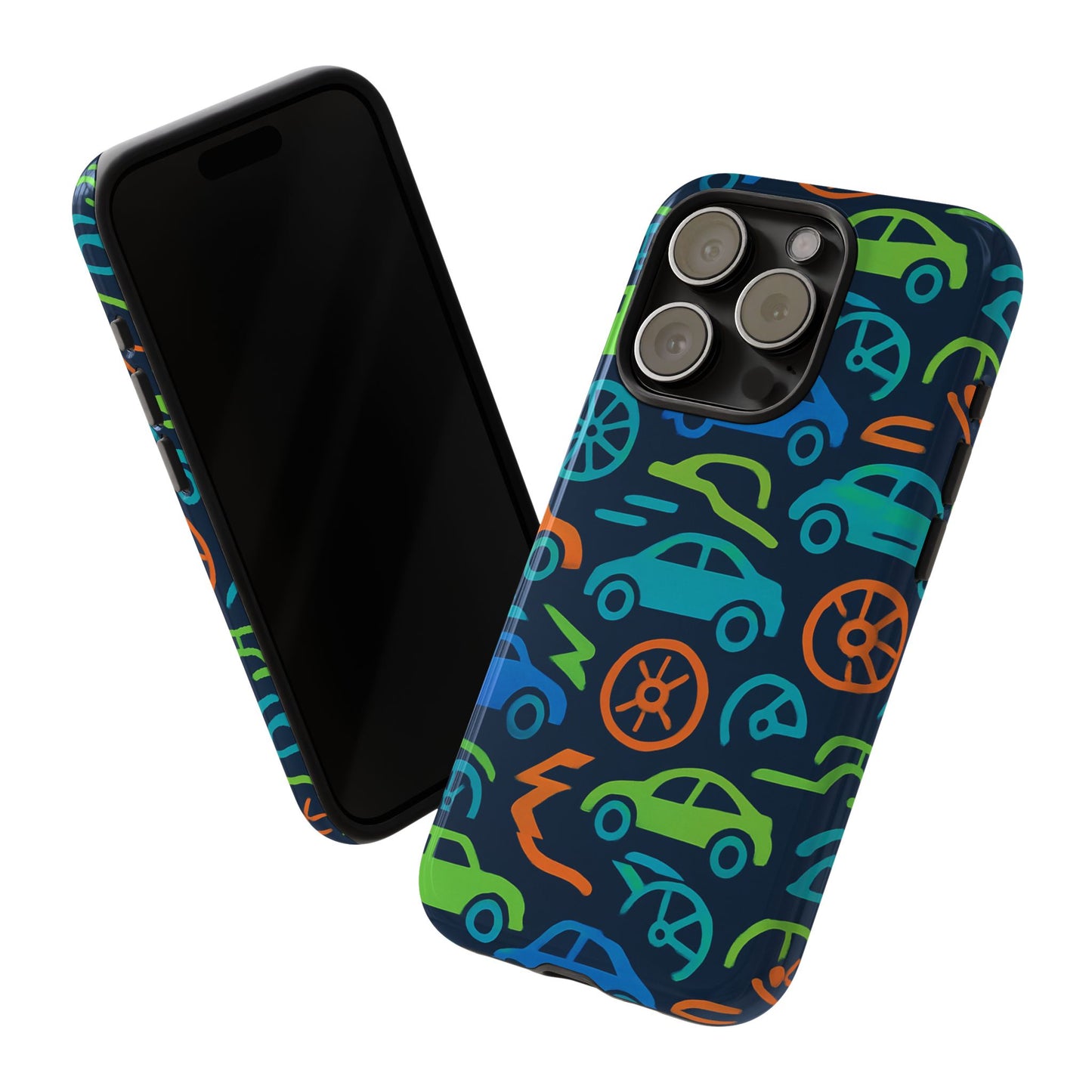 vibrant 3d car design protective phone case for kids and teens - playful multicolour style - stylish protection for everyday use - compatible with iphone 13, 14, 15 & 16 – all models including pro, pro max & plus
