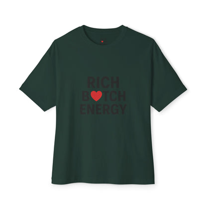 Rich Bitch Energy Unisex Oversized Boxy Tee - Trendy Graphic T-Shirt for Casual Style and Comfort, Perfect for Everyday Wear and Relaxed Fashion