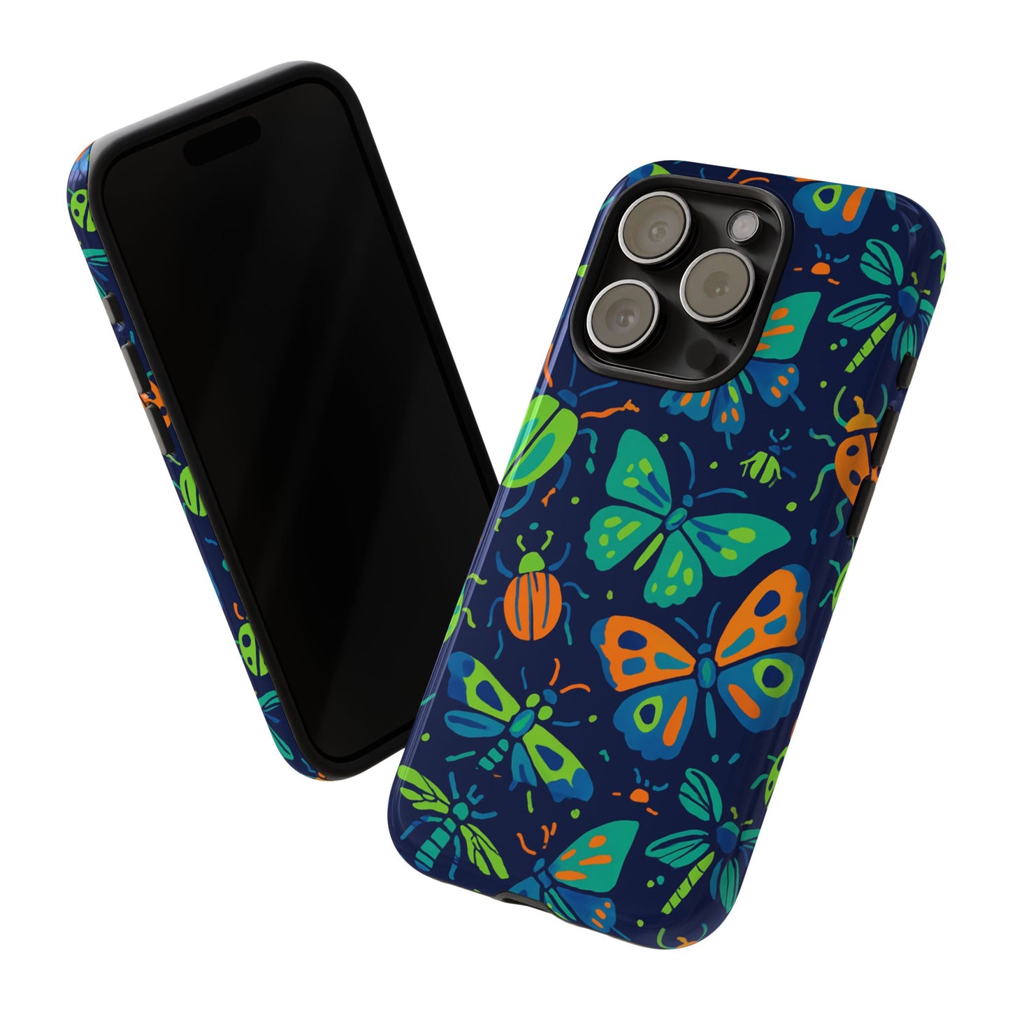 vibrant insect pattern protective phone case for stylish protection – multicolour 3d design compatible with iphone 13, 14, 15 & 16 – all models including pro, pro max & plus