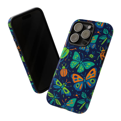 Vibrant Insect Pattern Protective Phone Case for Stylish Protection – Multicolour 3D Design Compatible with iPhone 13, 14, 15 & 16 – all models including Pro, Pro Max & Plus