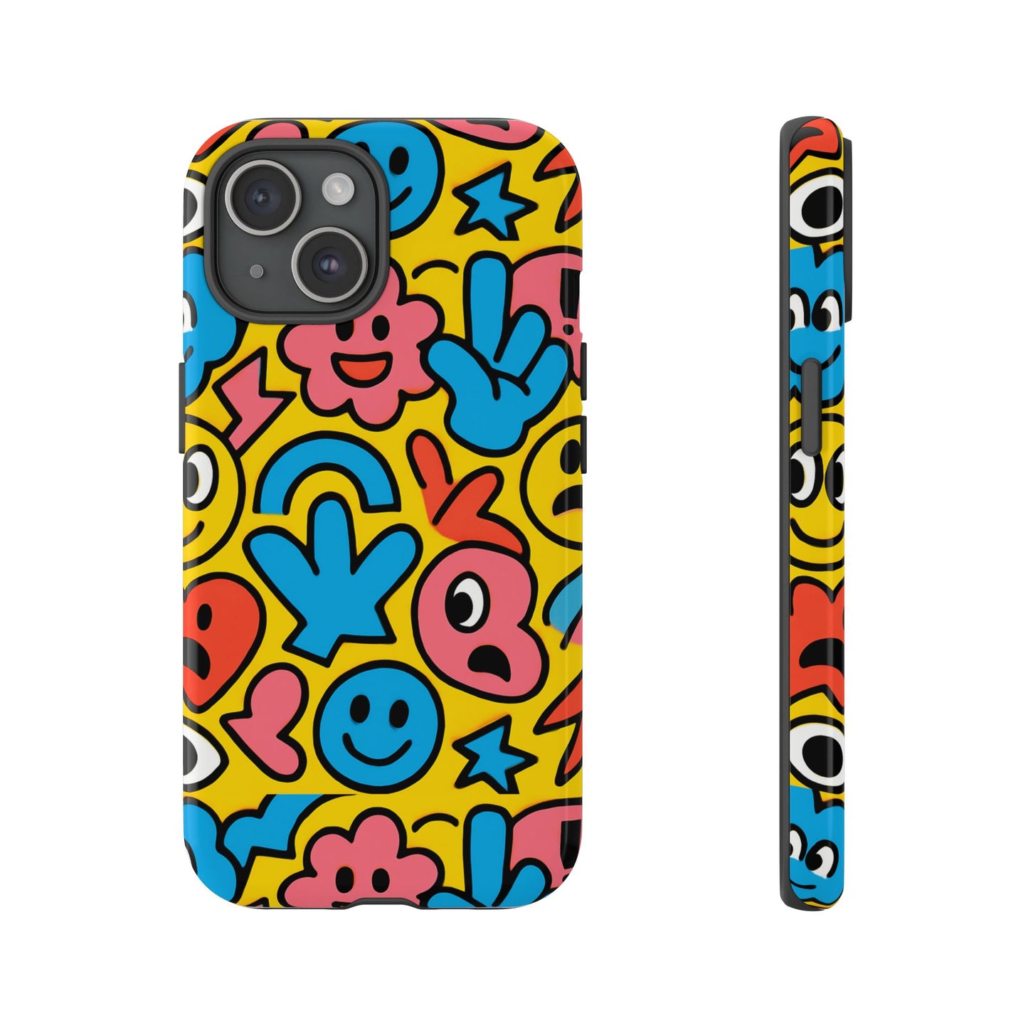 vibrant emoji phone case with fun 3d multicolour design, playful protective cover for kids and teens, compatible with iphone 13, 14, 15 & 16 – all models including pro, pro max & plus