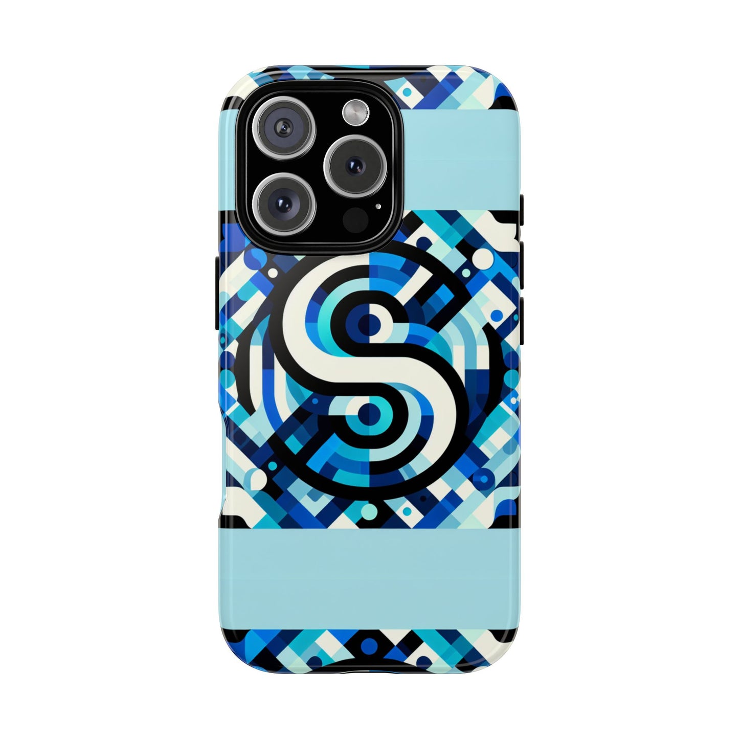 letter blue alphabet s phone case with 3d wrap design for stylish protection and unique retro anime comic style