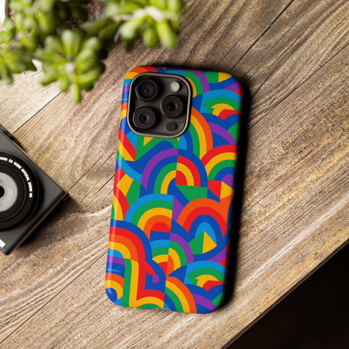 multicolour rainbow protective phone case with 3d design for stylish protection compatible with iphone 13, 14, 15 & 16 – all models including pro, pro max & plus