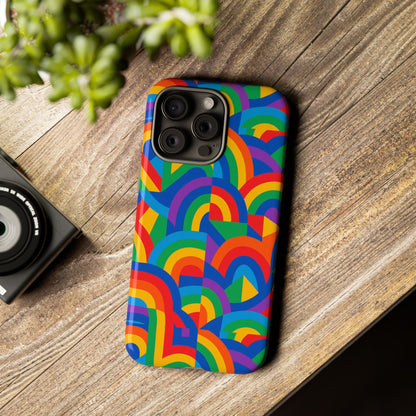 Multicolour Rainbow Protective Phone Case with 3D Design for Stylish Protection Compatible with iPhone 13, 14, 15 & 16 – All Models Including Pro, Pro Max & Plus
