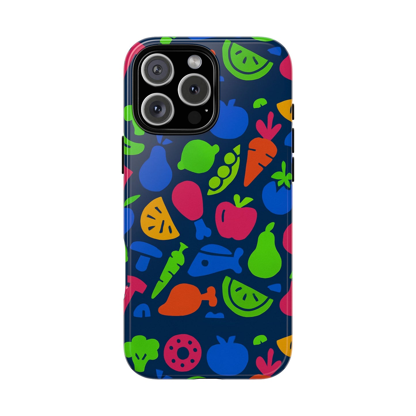 vibrant 3d fruit pattern protective phone case with glossy finish for stylish protection, compatible with iphone 13, 14, 15 & 16 – all models including pro, pro max & plus
