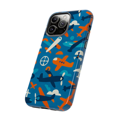 Vibrant 3D Airplane Print Phone Case in Blue – Fun Retro Design for Stylish Protection – Compatible with iPhone 13, 14, 15 & 16 – all models including Pro, Pro Max & Plus