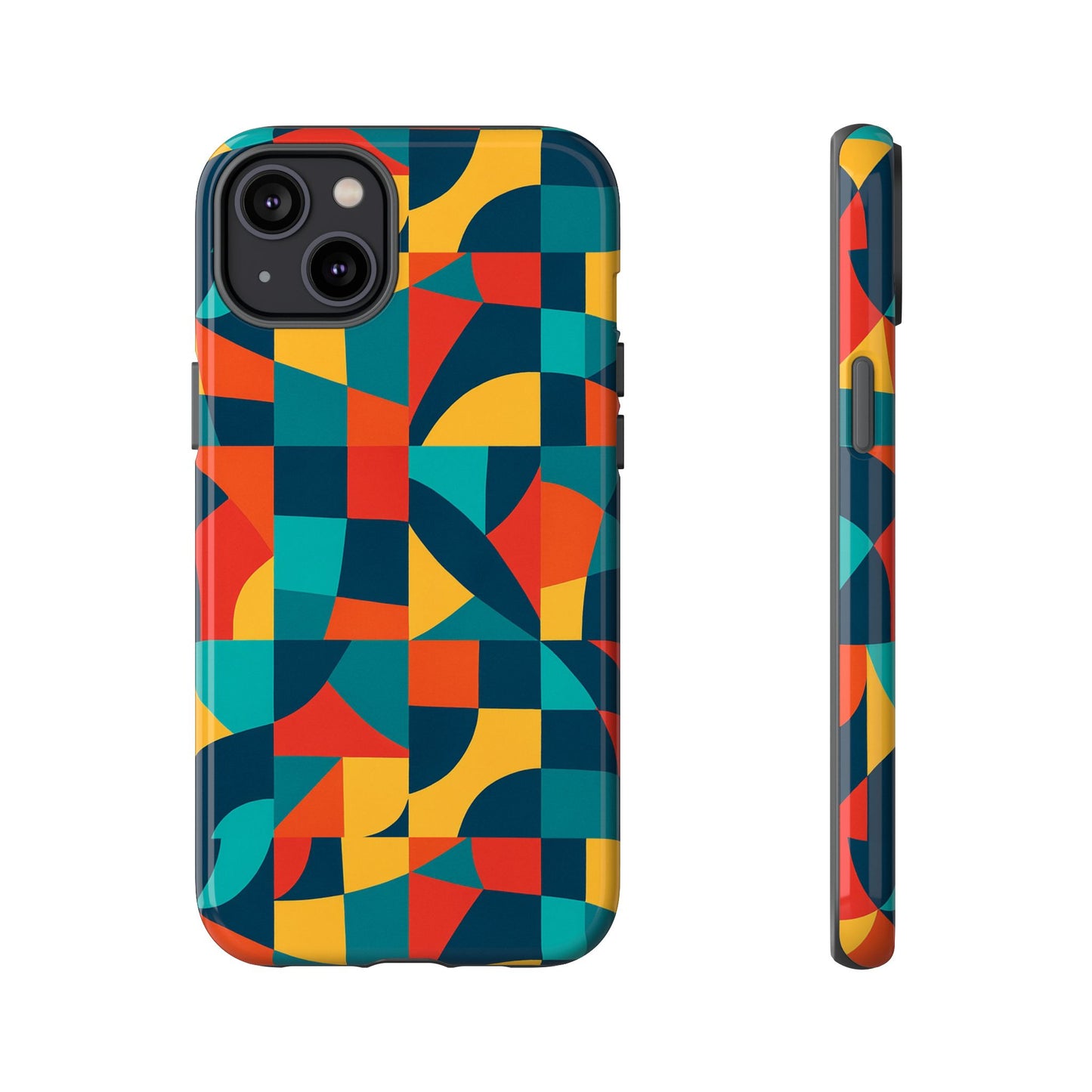 vibrant multicolour geometric 3d wrap phone case for stylish protection and unique expression compatible with iphone 13, 14, 15 & 16 – all models including pro, pro max & plus