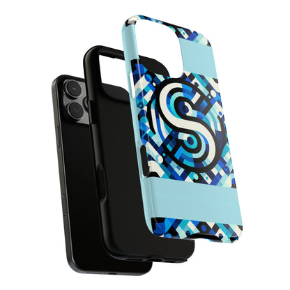 Letter Blue Alphabet S Phone Case with 3D Wrap Design for Stylish Protection and Unique Retro Anime Comic Style