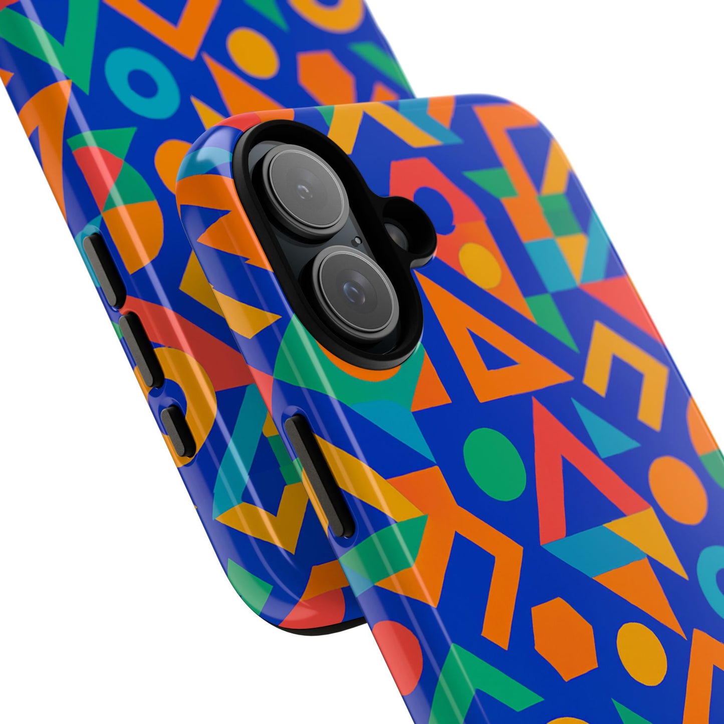 multicolour geometric 3d wrap protective phone case – vibrant accessory for creative individuals compatible with iphone 13, 14, 15 & 16 – all models including pro, pro max & plus