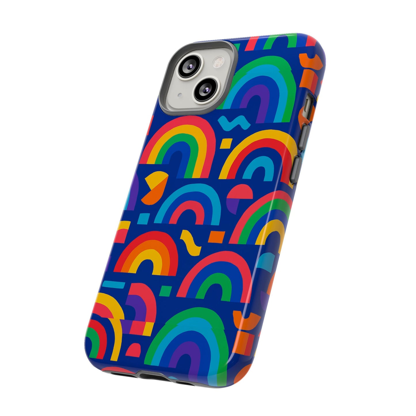vibrant rainbow geometric 3d wrap protective phone case for stylish accessories compatible with iphone 13, 14, 15 & 16 – all models including pro, pro max & plus