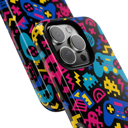 Vibrant Retro Gaming Phone Case with 3D Design for Stylish Protection Compatible with iPhone 13, 14, 15 & 16 – all models including Pro, Pro Max & Plus