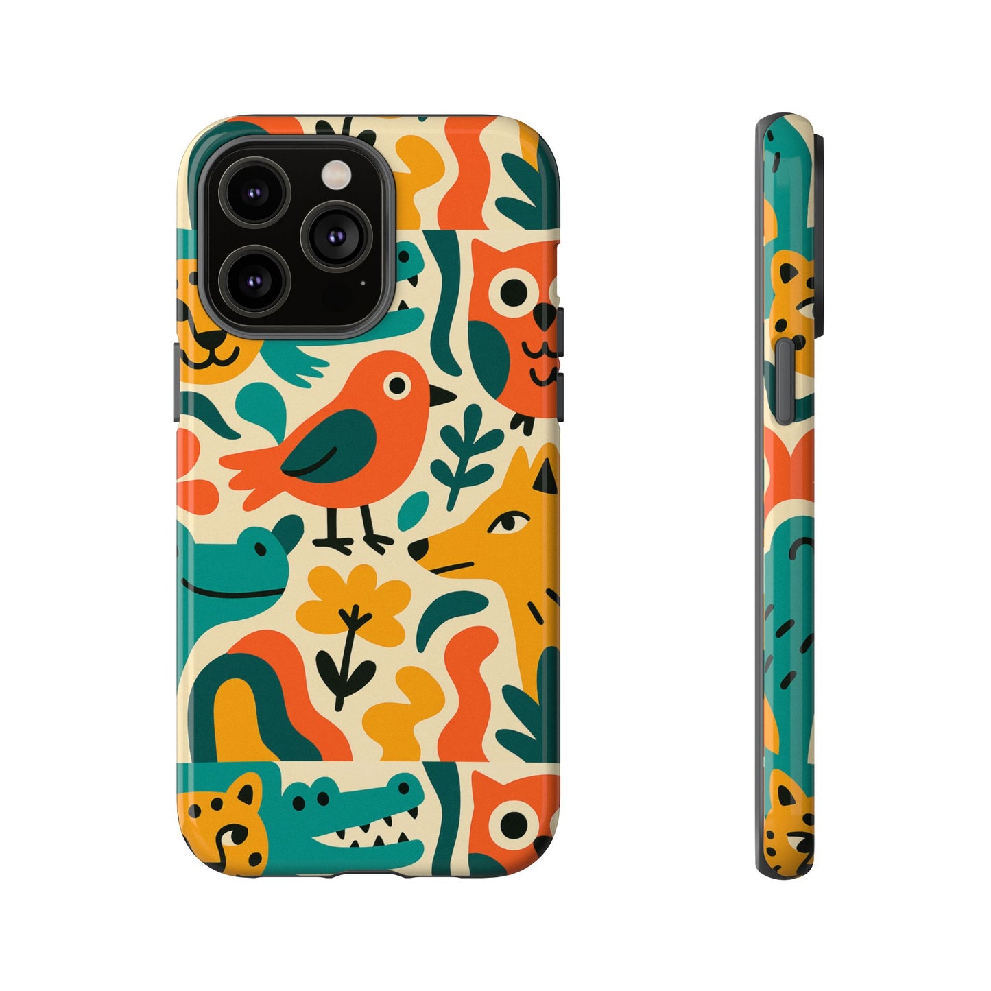 vibrant animal print protective phone case with 3d wrap design for unique style and expression compatible with iphone 13, 14, 15 & 16 – all models including pro, pro max & plus