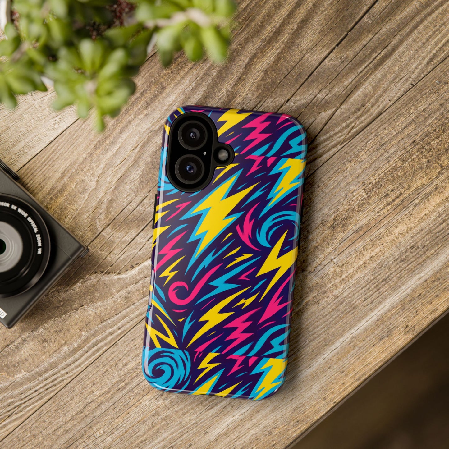 vibrant retro lightning bolt protective phone case with 3d design for fashion lovers compatible with iphone 13, 14, 15 & 16 – all models including pro, pro max & plus