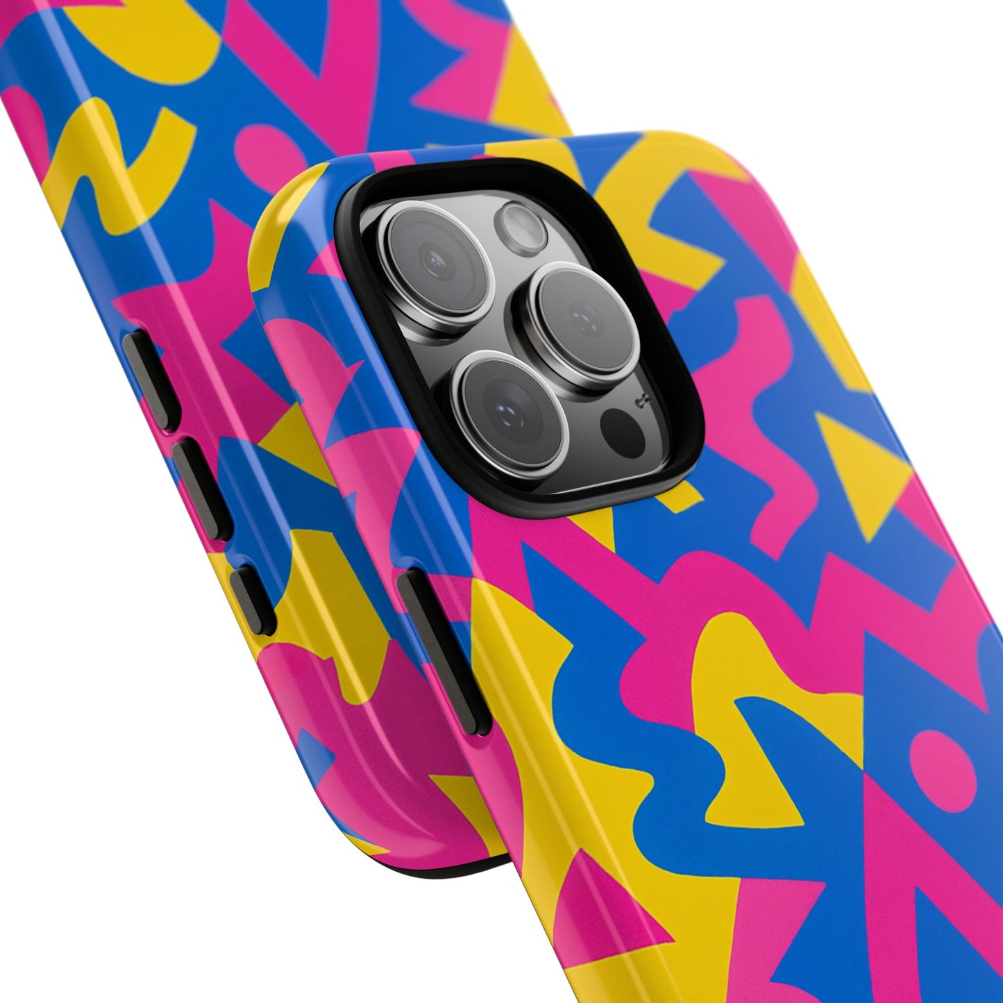 vibrant y2k geometric protective phone case with 3d wrap design for unique style compatible with iphone 13, 14, 15 & 16 – all models including pro, pro max & plus