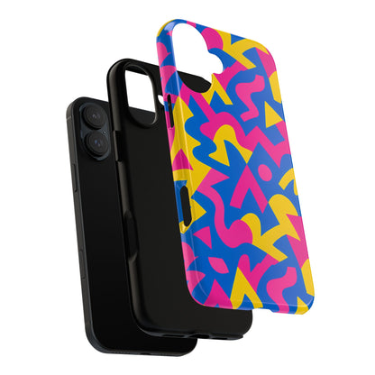 Vibrant Y2K Geometric Protective Phone Case with 3D Wrap Design for Unique Style Compatible with iPhone 13, 14, 15 & 16 – all models including Pro, Pro Max & Plus