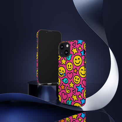 Vibrant Pink Emoji Phone Case with 3D Wrap Design for Stylish Protection Compatible with iPhone 13, 14, 15 & 16 – All Models Including Pro, Pro Max & Plus