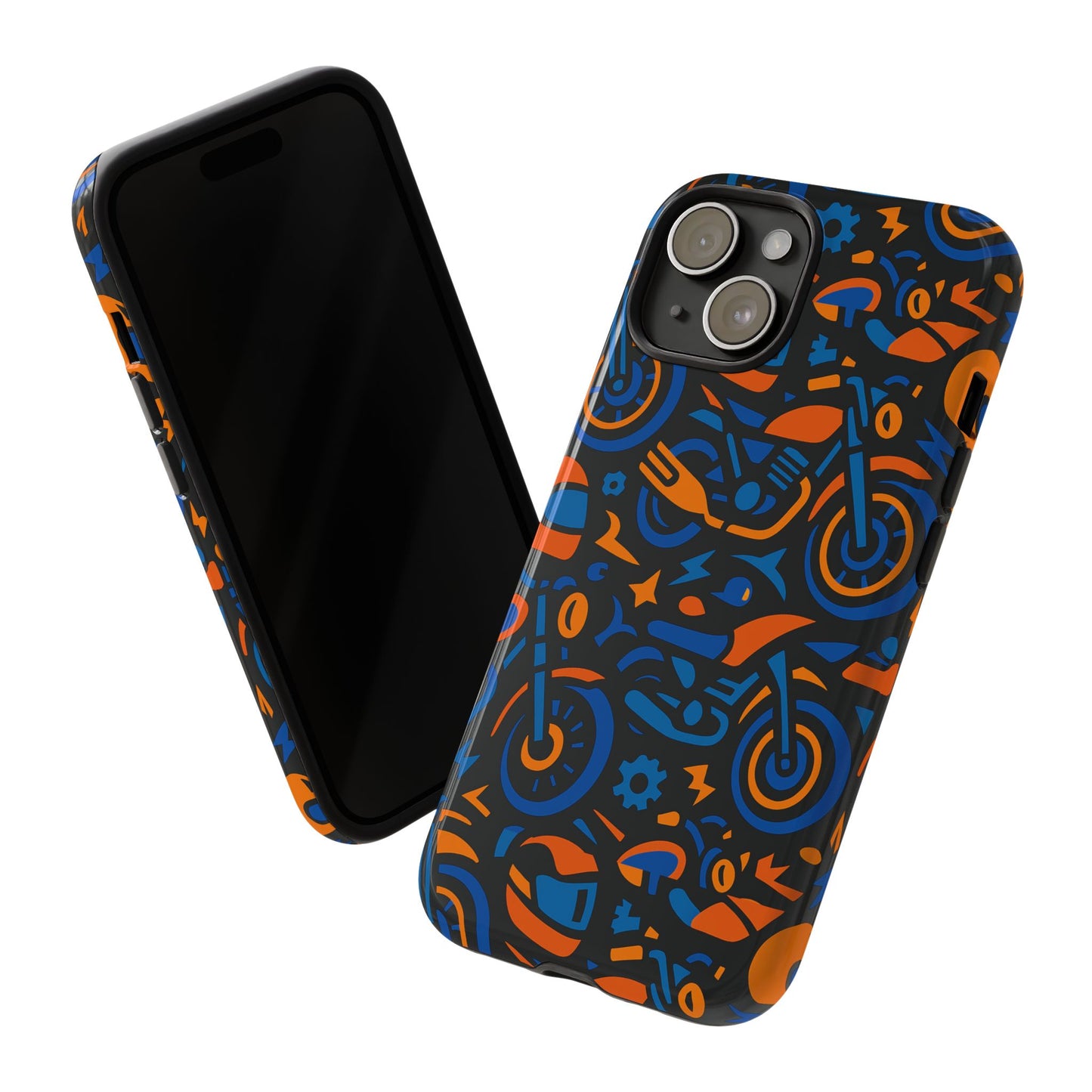 vibrant motorcycle phone case in multicolour design for stylish protection compatible with iphone 13, 14, 15 & 16 – all models including pro, pro max & plus