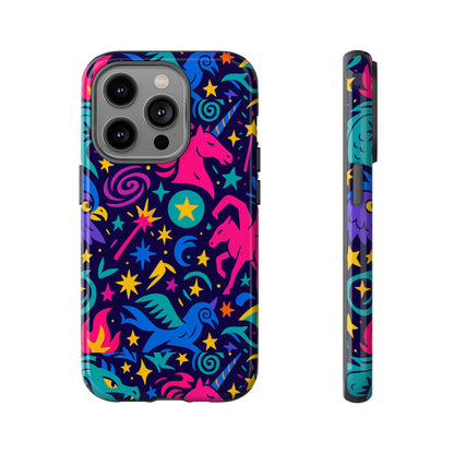 Vibrant Fantasy Unicorns Protective Phone Case – Colourful 3D Design for Stylish Protection – Compatible with iPhone 13, 14, 15 & 16 – All Models Including Pro, Pro Max & Plus