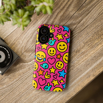 Vibrant Pink Emoji Phone Case with 3D Wrap Design for Stylish Protection Compatible with iPhone 13, 14, 15 & 16 – All Models Including Pro, Pro Max & Plus
