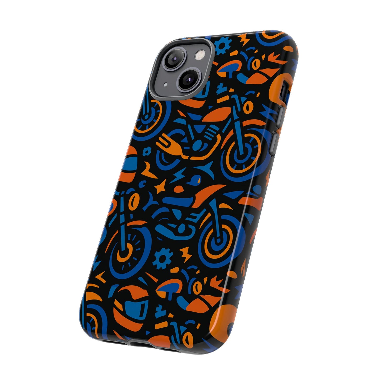 vibrant motorcycle phone case in multicolour design for stylish protection compatible with iphone 13, 14, 15 & 16 – all models including pro, pro max & plus