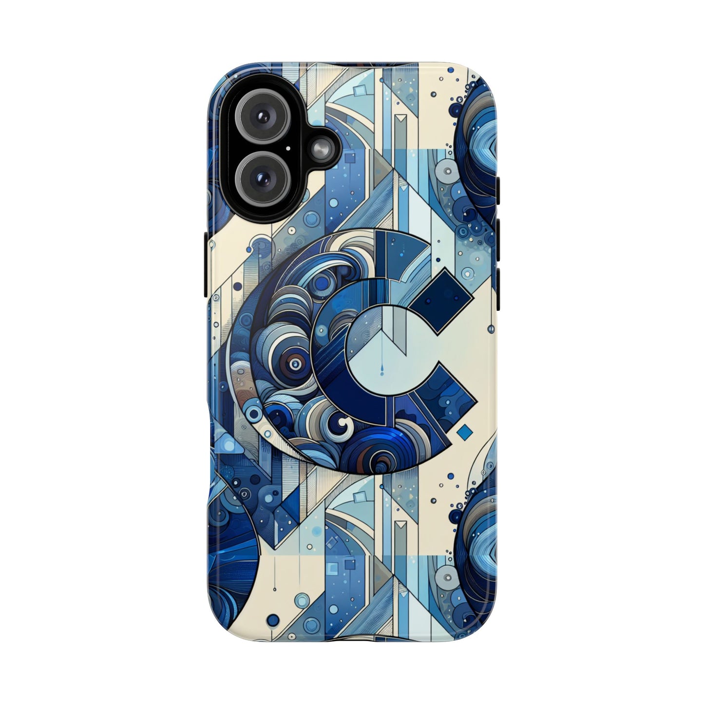 blue alphabet c phone case for smartphone protection with 3d wrap design, shock absorption, uv protection, durable silicone material, suitable for tech enthusiasts and individuality seekers