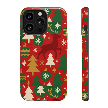 Vibrant Red Christmas Phone Case with Festive 3D Design for Stylish Protection Compatible with iPhone 13, 14, 15 & 16 – all models including Pro, Pro Max & Plus