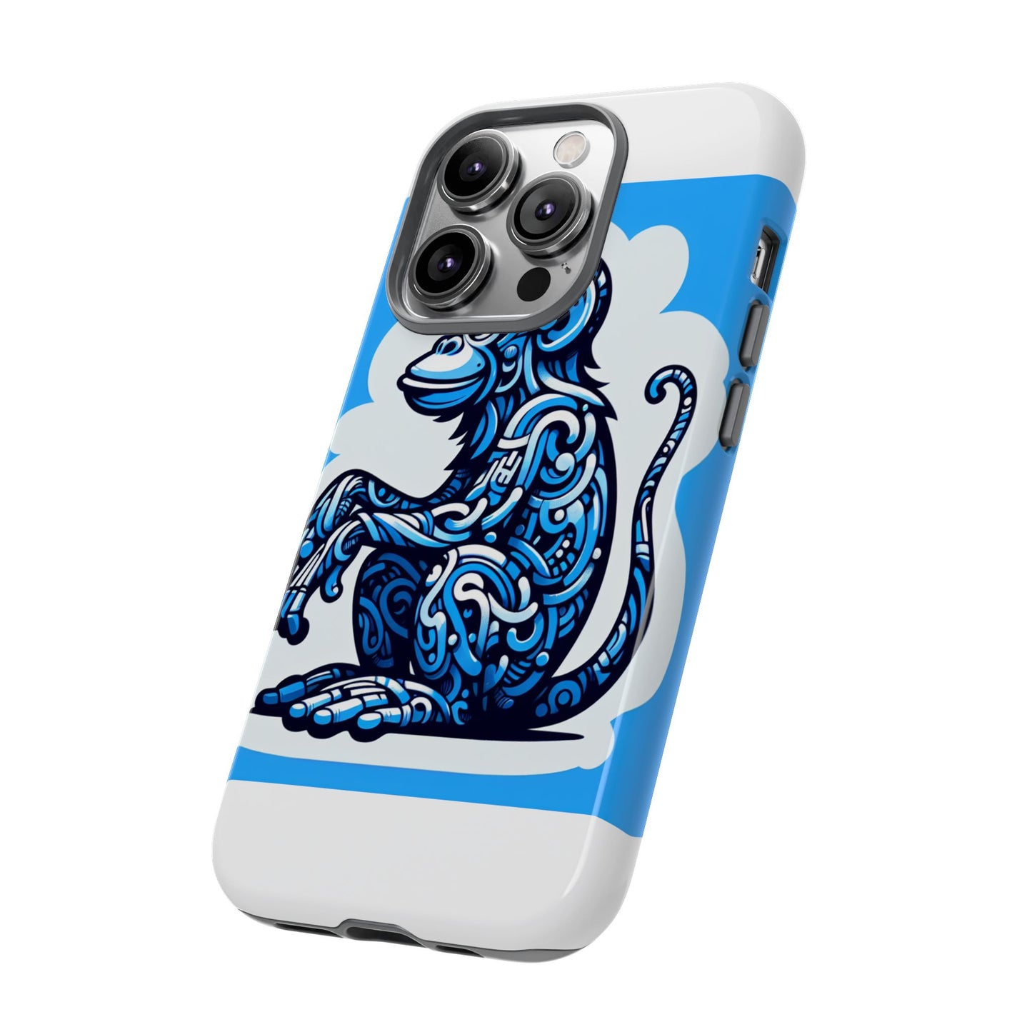 vibrant 3d monkey design phone case in blue – stylish protection for smartphones compatible with iphone 13, 14, 15 & 16 – all models including pro, pro max & plus