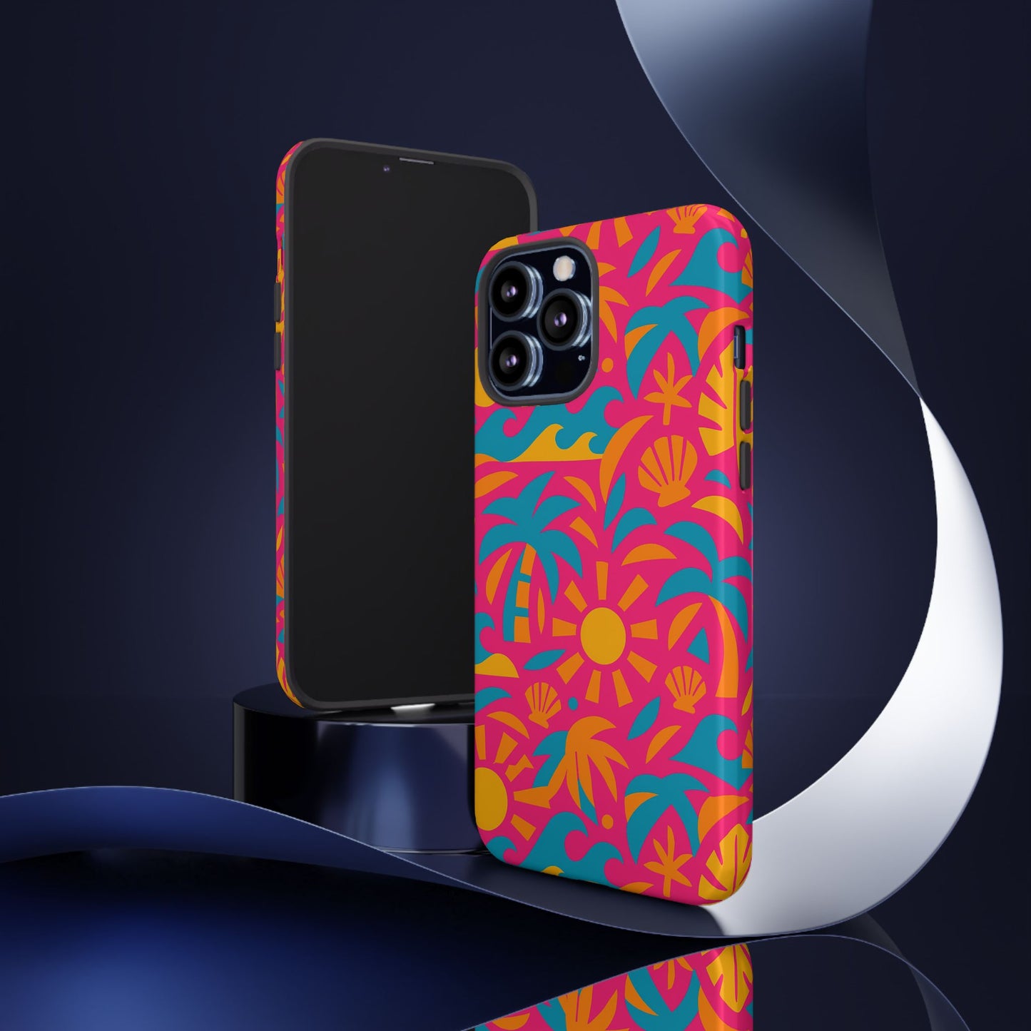 vibrant tropical 3d wrap design protective phone case with retro style – bold accessory for self-expression compatible with iphone 13, 14, 15 & 16 – all models including pro, pro max & plus