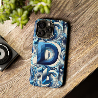 Blue Alphabet D Phone Case with 3D Wrap and Shock Absorption for Kids and Teens Durable TPU Cover with Vivid Print and UV Protection