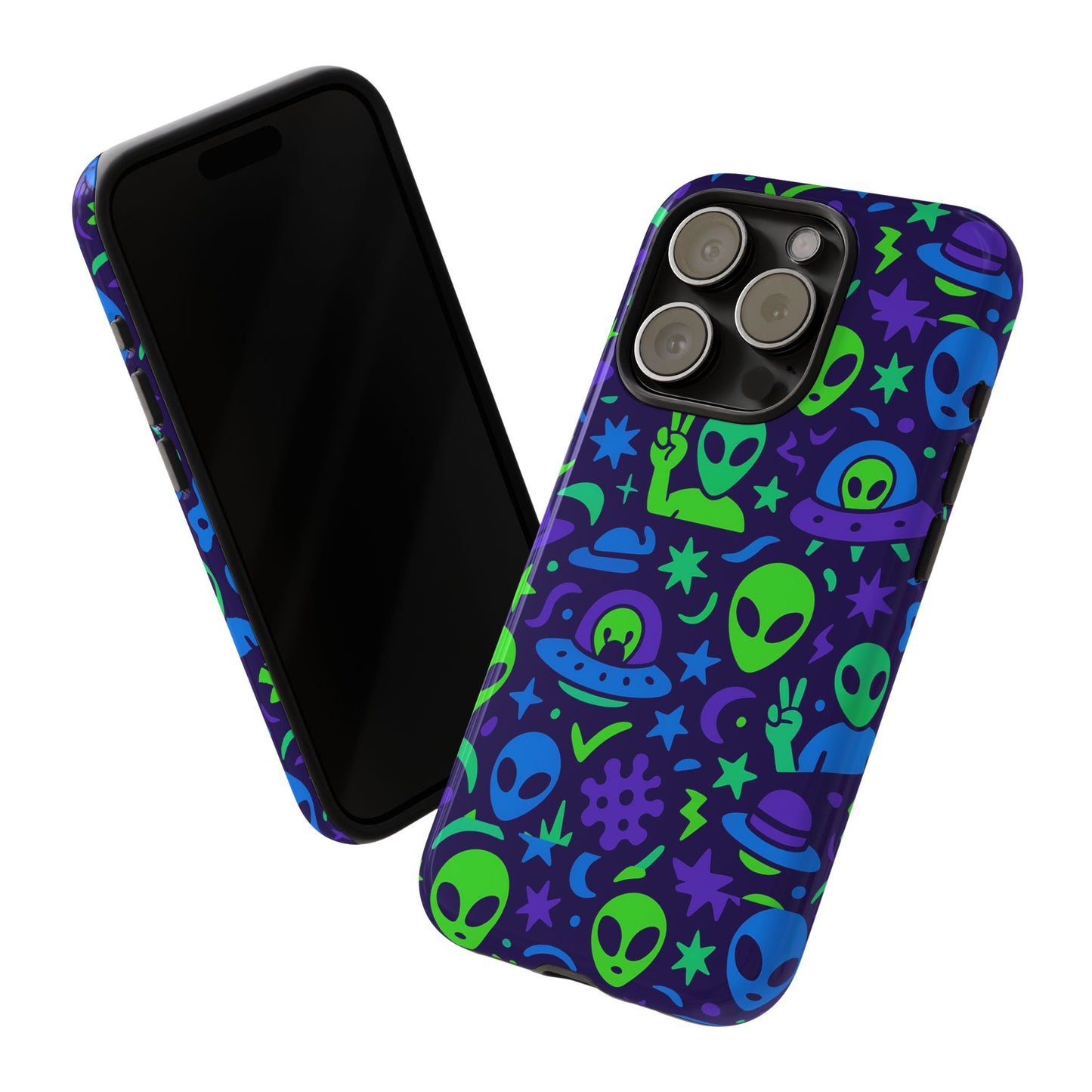 multicolour alien 3d wrap protective phone case, playful anime design for unisex self-expression, stylish protection, compatible with iphone 13, 14, 15 & 16 – all models including pro, pro max & plus