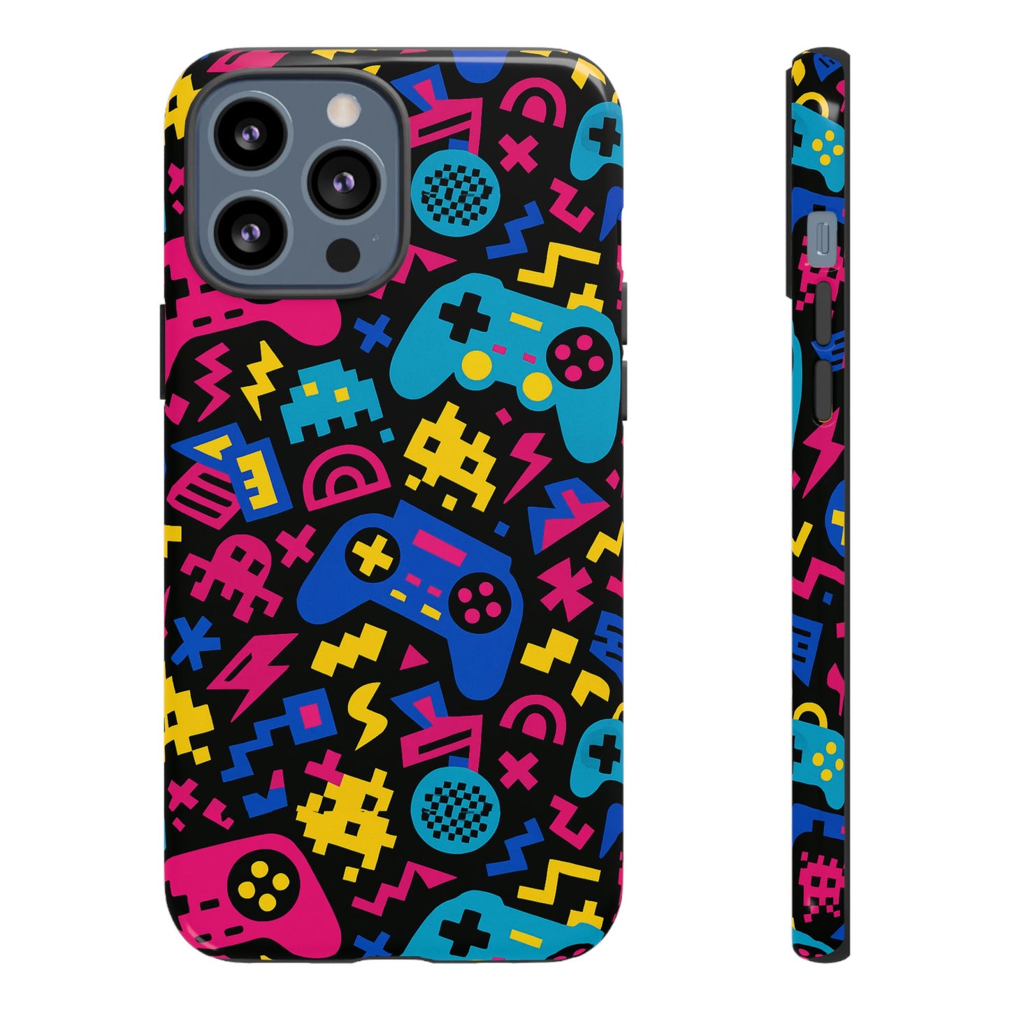 vibrant retro gaming phone case with 3d design for stylish protection compatible with iphone 13, 14, 15 & 16 – all models including pro, pro max & plus