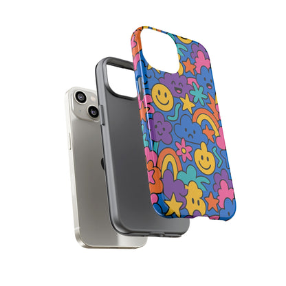 Vibrant Cartoon Protective Phone Case with Playful Multicolour Design – Unisex Fashion Accessory – Compatible with iPhone 13, 14, 15 & 16 – All Models Including Pro, Pro Max & Plus