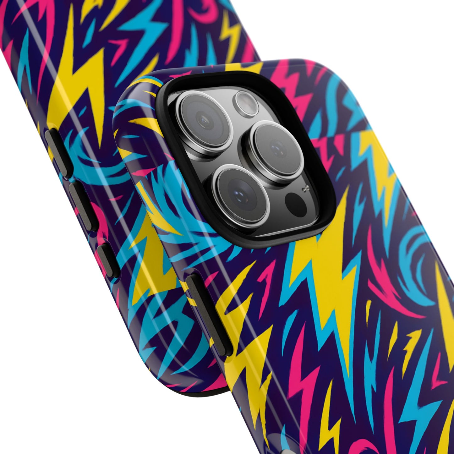 vibrant retro lightning bolt protective phone case with 3d design for fashion lovers compatible with iphone 13, 14, 15 & 16 – all models including pro, pro max & plus