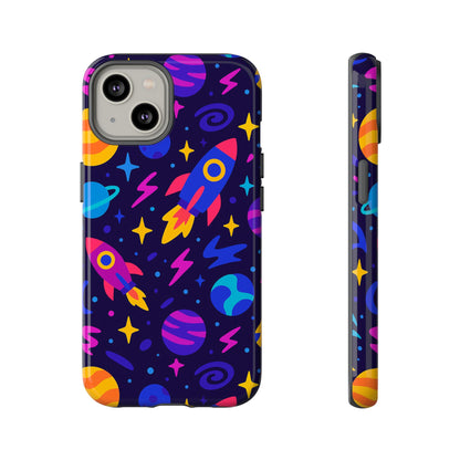 Vibrant 3D Wrap Protective Phone Case with Playful Space Theme for Stylish Self-Expression Compatible with iPhone 13, 14, 15 & 16 – all models including Pro, Pro Max & Plus