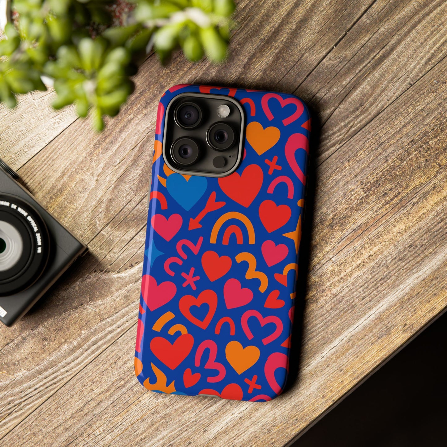 vibrant multicolour heart design protective phone case stylish accessory for self-expression compatible with iphone 13, 14, 15 & 16 – all models including pro, pro max & plus