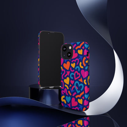 Vibrant Multicolour Heart Pattern Protective Phone Case with 3D Wrap Design for Stylish Smartphone Accessories Compatible with iPhone 13, 14, 15 & 16 – all models including Pro, Pro Max & Plus