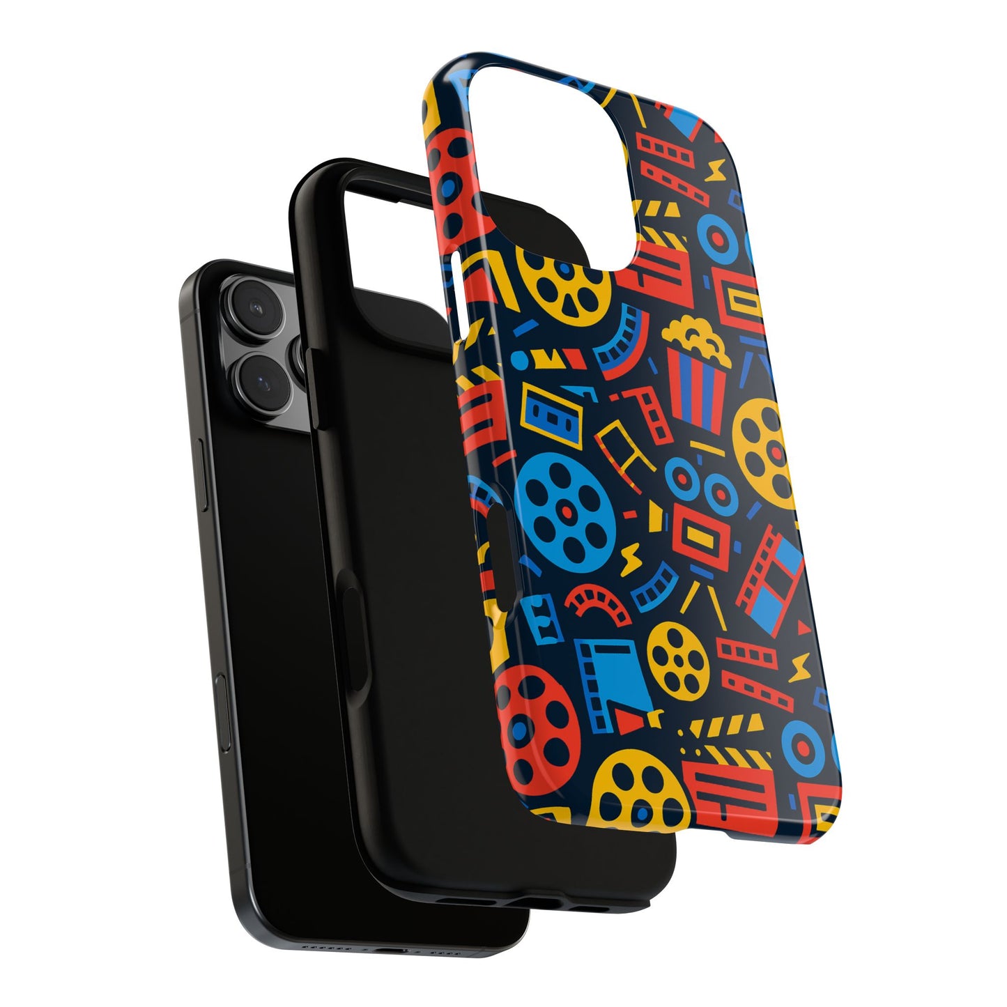 vibrant 3d film reel protective phone case for unique style and robust protection compatible with iphone 13, 14, 15 & 16 – all models including pro, pro max & plus