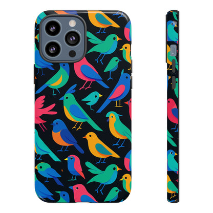 Vibrant Multicolour 3D Bird Print Protective Phone Case for Smart Devices – Unique Accessory for Trendsetters Compatible with iPhone 13, 14, 15 & 16 – All Models Including Pro, Pro Max & Plus