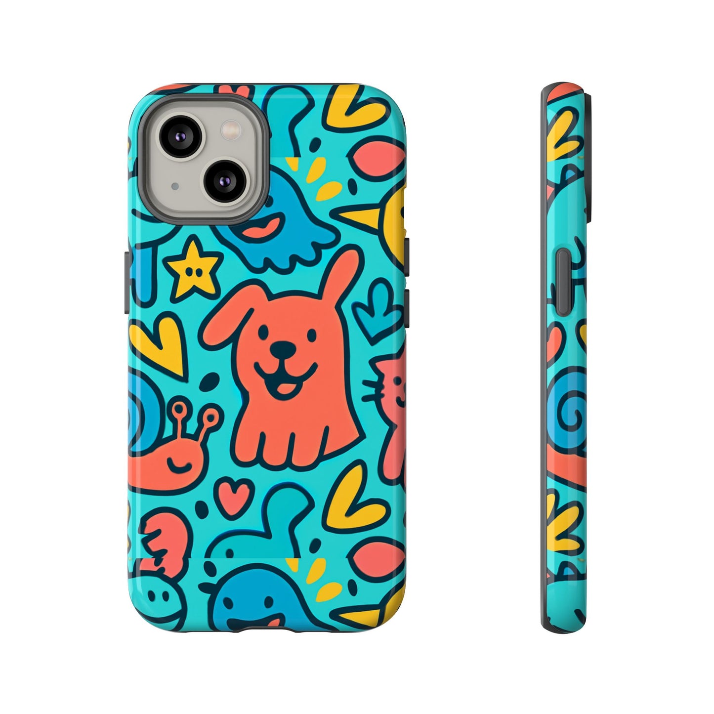 vibrant colourful protective phone case with fun animal cartoon design – stylish protection for kids and adults compatible with iphone 13, 14, 15 & 16 – all models including pro, pro max & plus